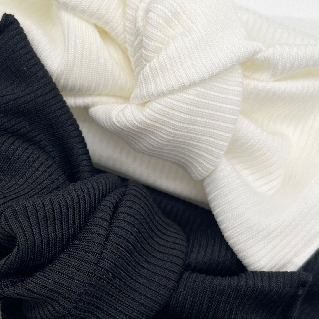 Black Athleisure Ribbed Knit